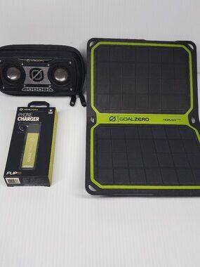 Goal Zero Rock Out Rechargeable Solar Camping Speaker Set+ Flip 10 Phone Charger